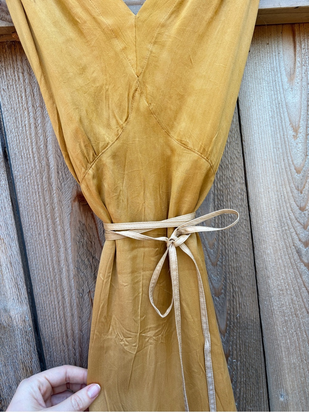 Raquel Allegra Mustard to Taupe Ombre V-Neck Maxi Dress - Picture 2 of 7